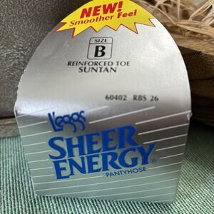 VTG L'eggs Sheer Energy Pantyhose Size B Control Top Reinforced Toe Suntan NIP
